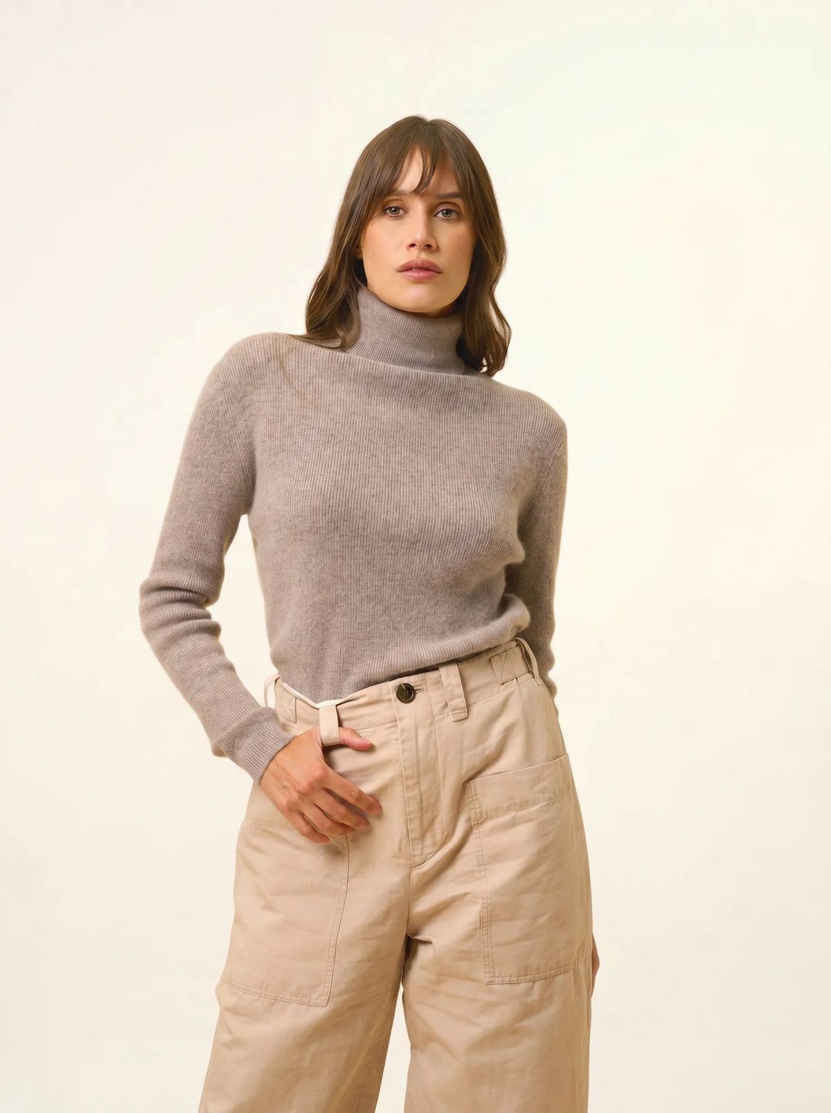 LANAIS Pull Col Roulé Caribou Chiné