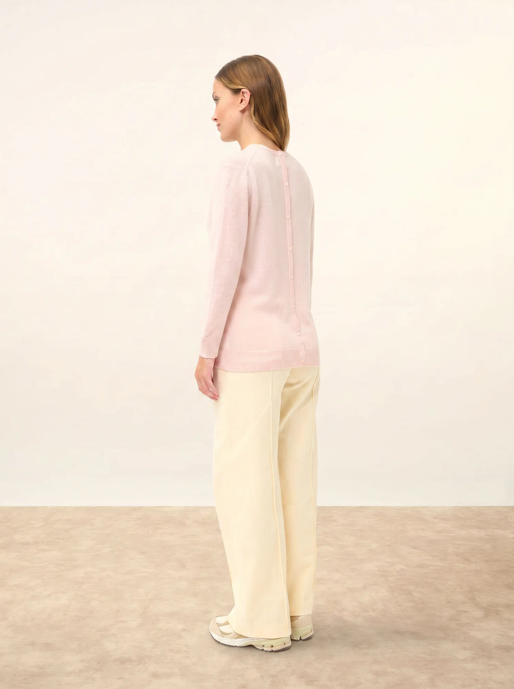JANICE Pull Col Rond Boutonné Dos Poudre