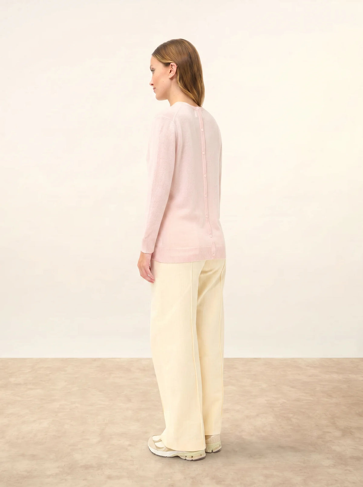JANICE Pull Col Rond Boutonné Dos Poudre