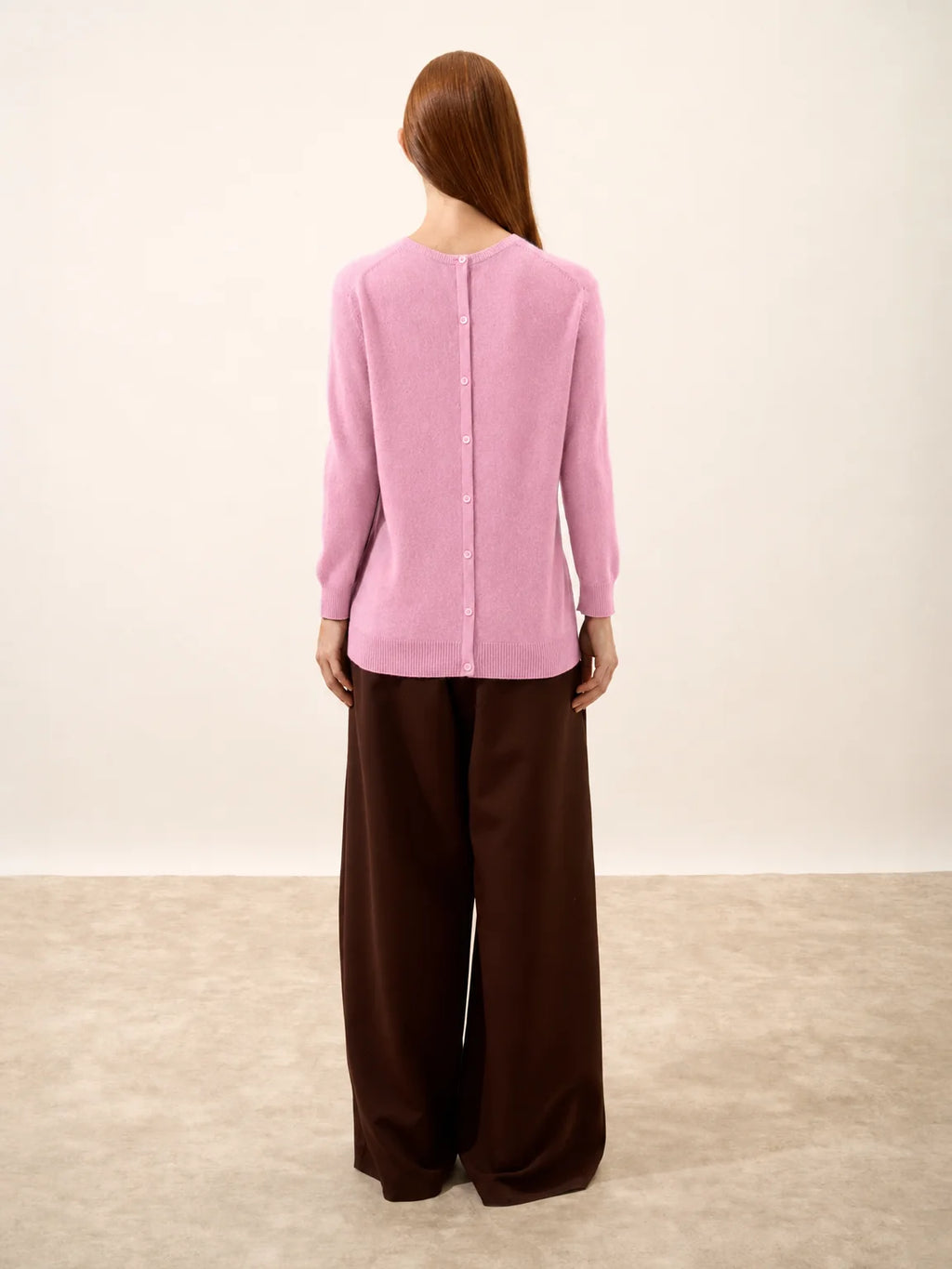 JANICE Pullover Rundhalsausschnitt hinten geknöpft Zuckerrosa