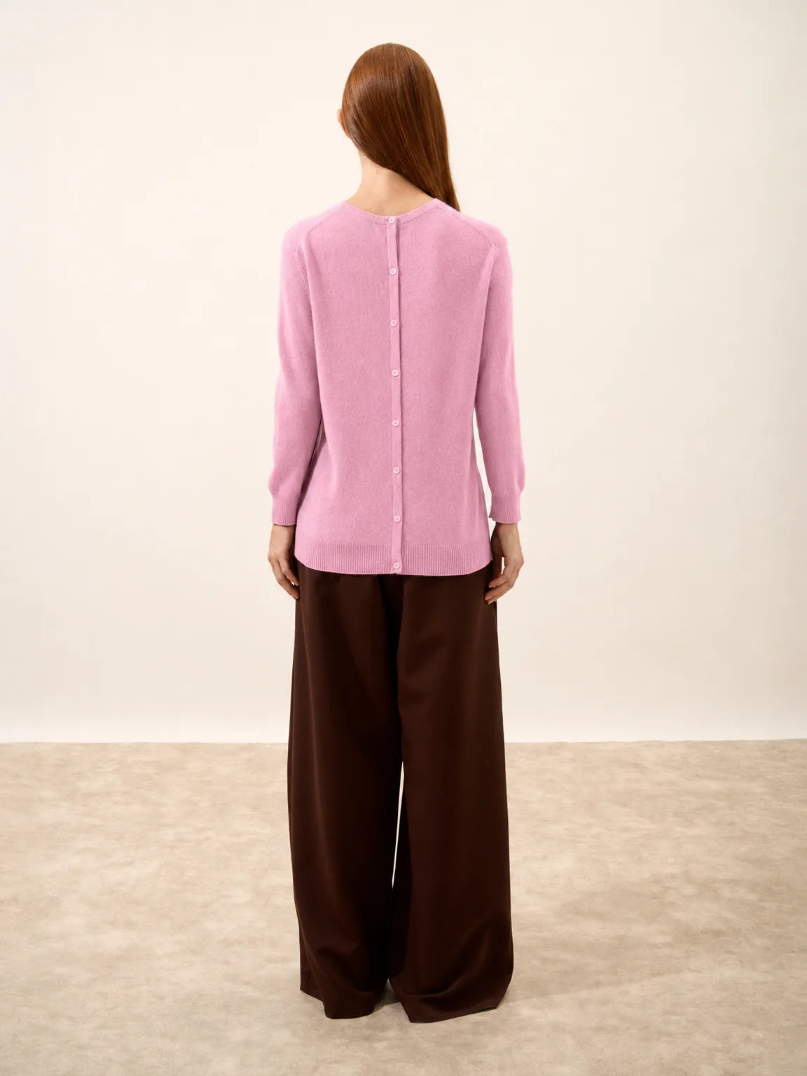 JANICE Pullover Rundhalsausschnitt hinten geknöpft Zuckerrosa