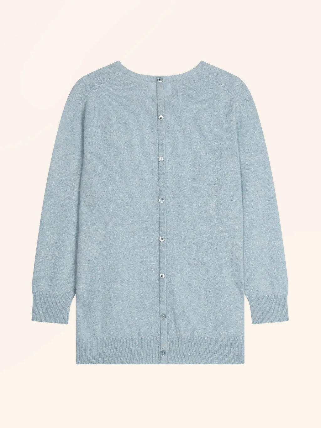 JANICE Pull Col Rond Boutonné Dos Bleu Clair Chiné