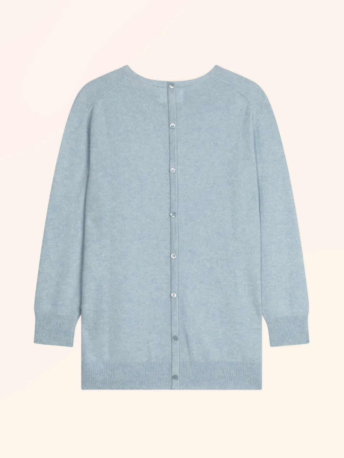JANICE Pull Col Rond Boutonné Dos Bleu Clair Chiné