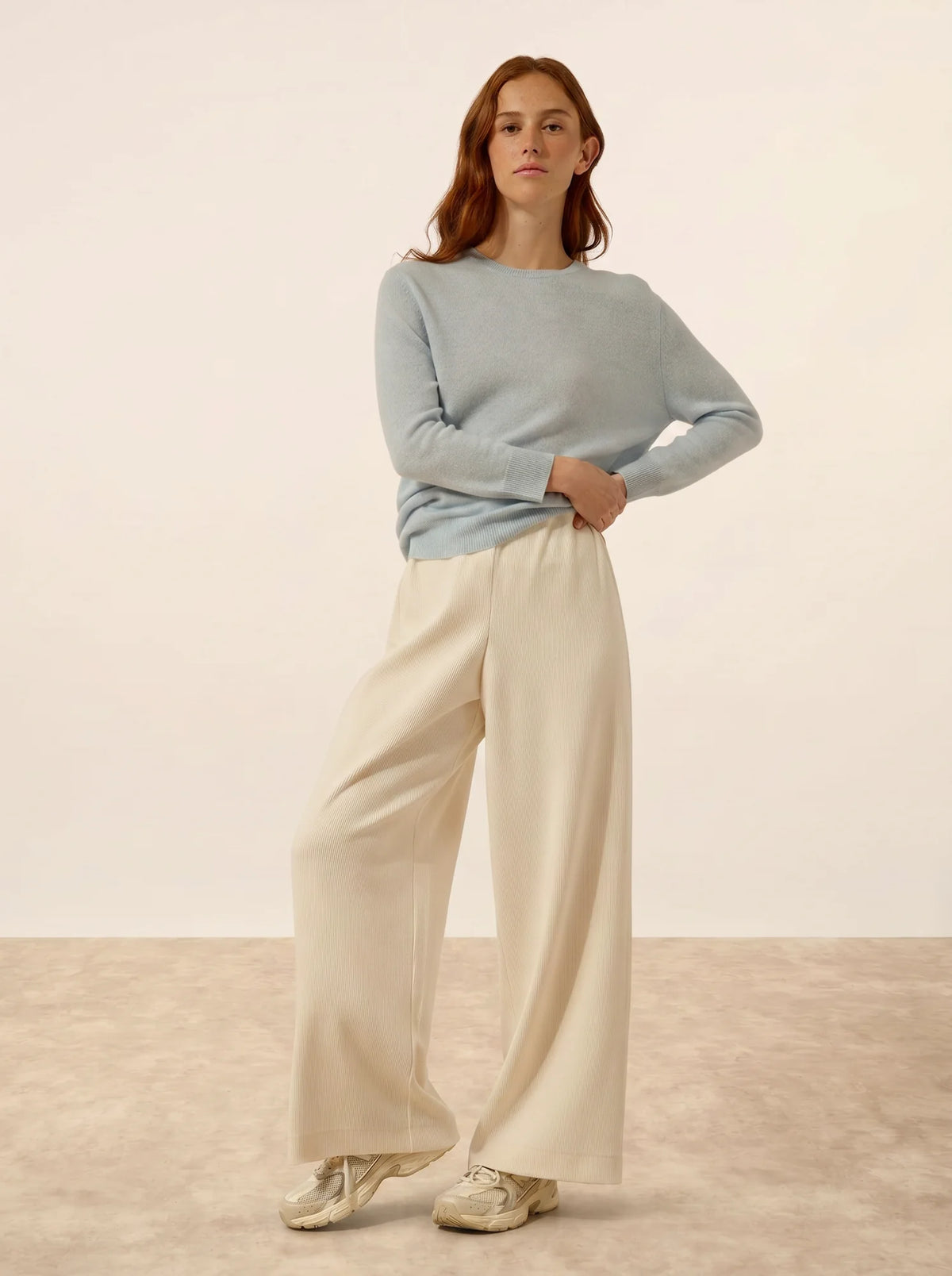 JANICE Pull Col Rond Boutonné Dos Bleu Clair Chiné