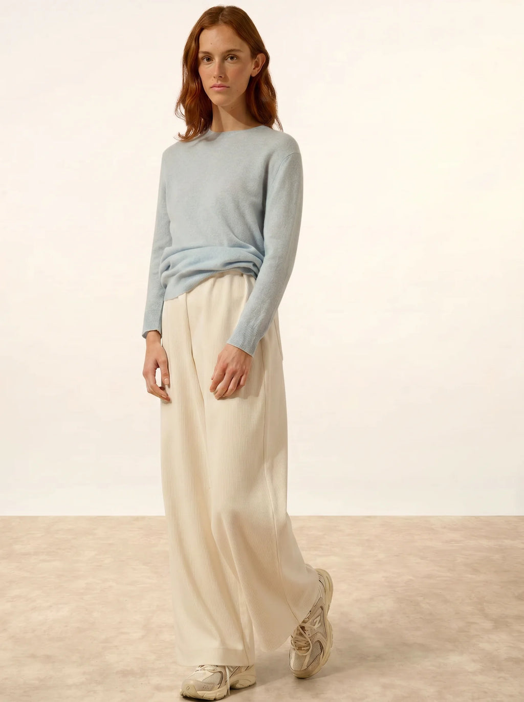 JANICE Pull Col Rond Boutonné Dos Bleu Clair Chiné
