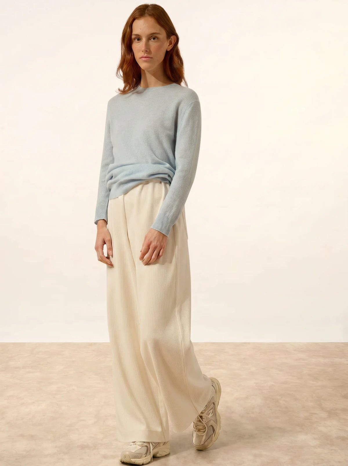 JANICE Pull Col Rond Boutonné Dos Bleu Clair Chiné