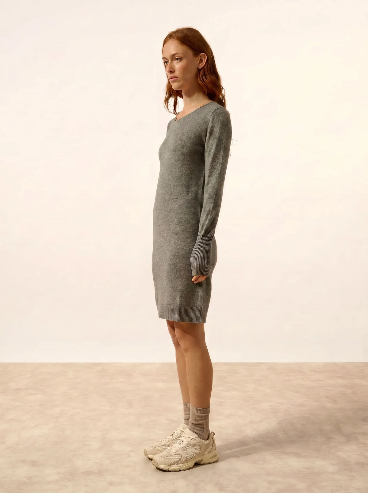 SUSAN Dress Crew Neck Heather Flannel