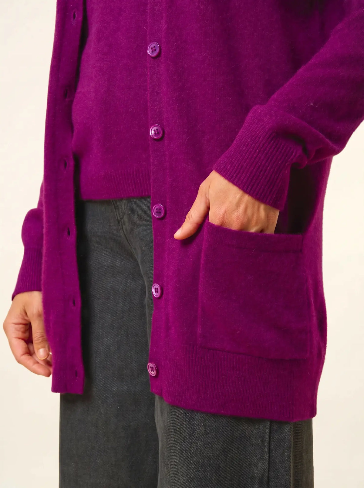 TOMMIE Cardigan Col V Prune