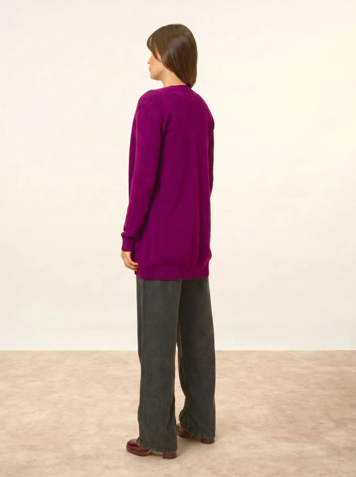 TOMMIE Cardigan Col V Prune