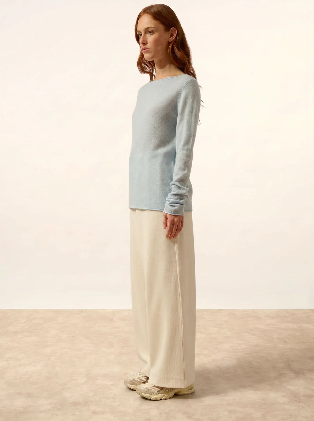 GRACE Pullover U-Boot-Ausschnitt Hellblau meliert