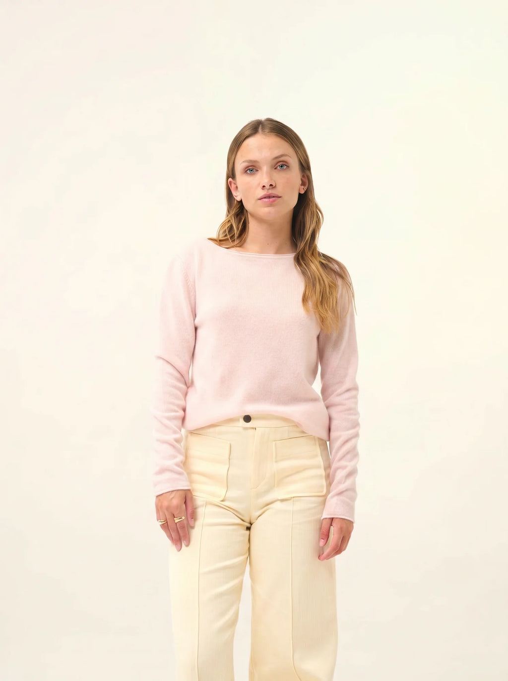 GRACE Pullover U-Boot-Ausschnitt Puderrosa
