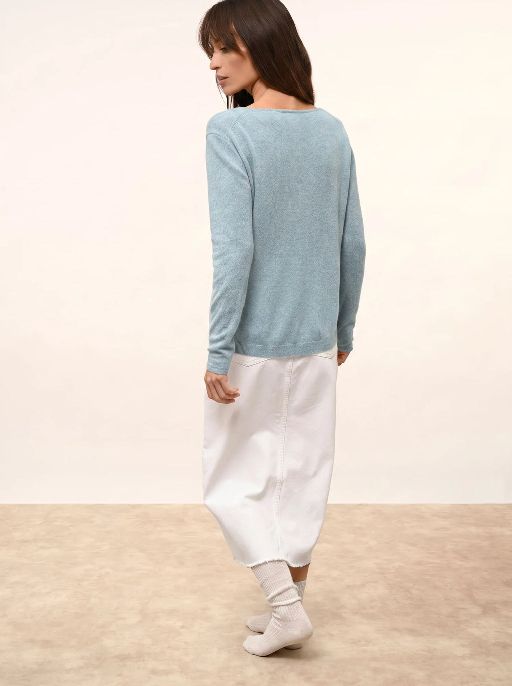 FIONA Pull Col Rond Aqua Chiné