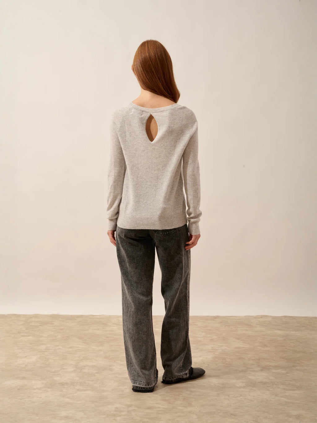 ABIGAILE Sweater Boat Neck Drop Back Heather Glacier