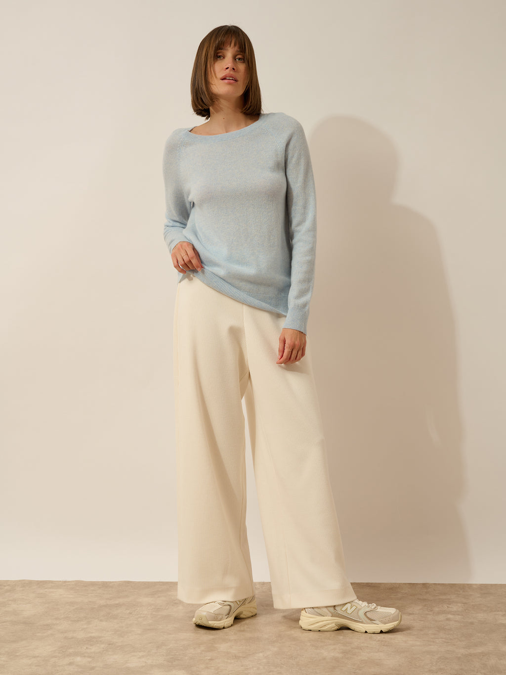 ABIGAILE Sweater Boat Neck Drop Back Light Heather Blue