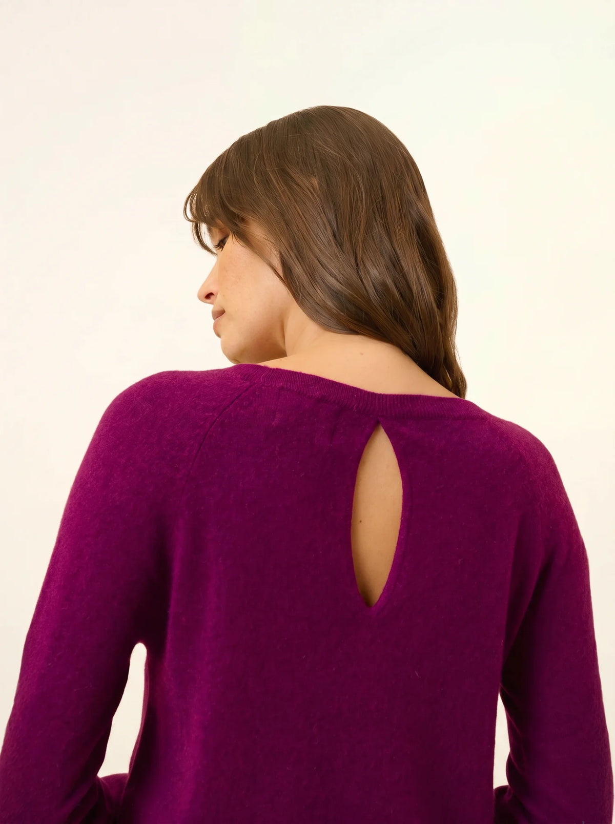 ABIGAILE Pull Col Bateau Goutte Dos Prune