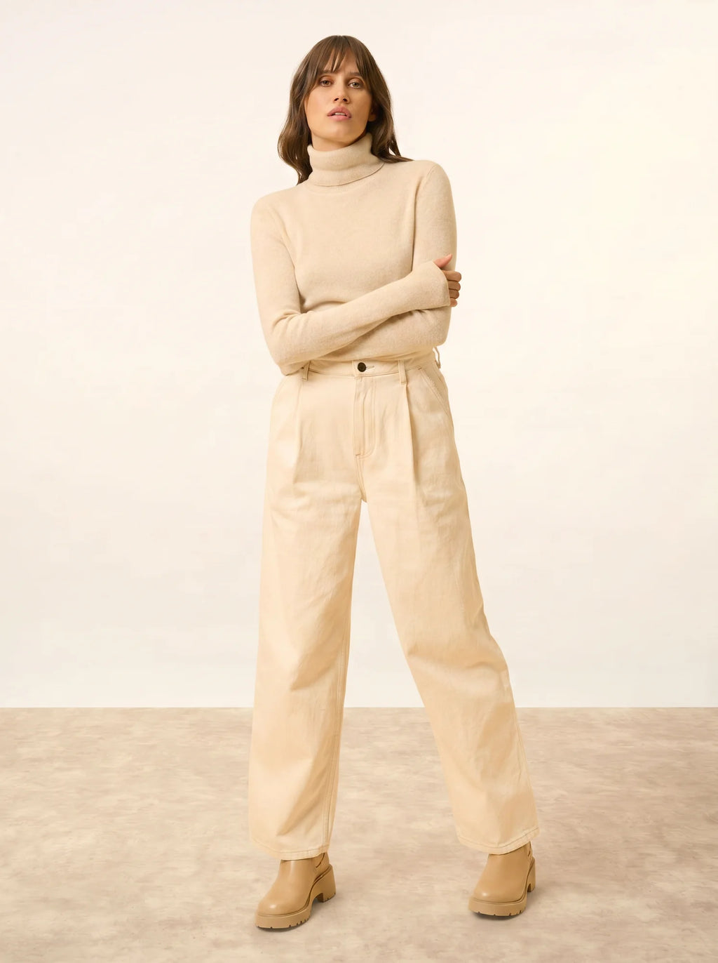 AVA Pull Col Roulé Avoine