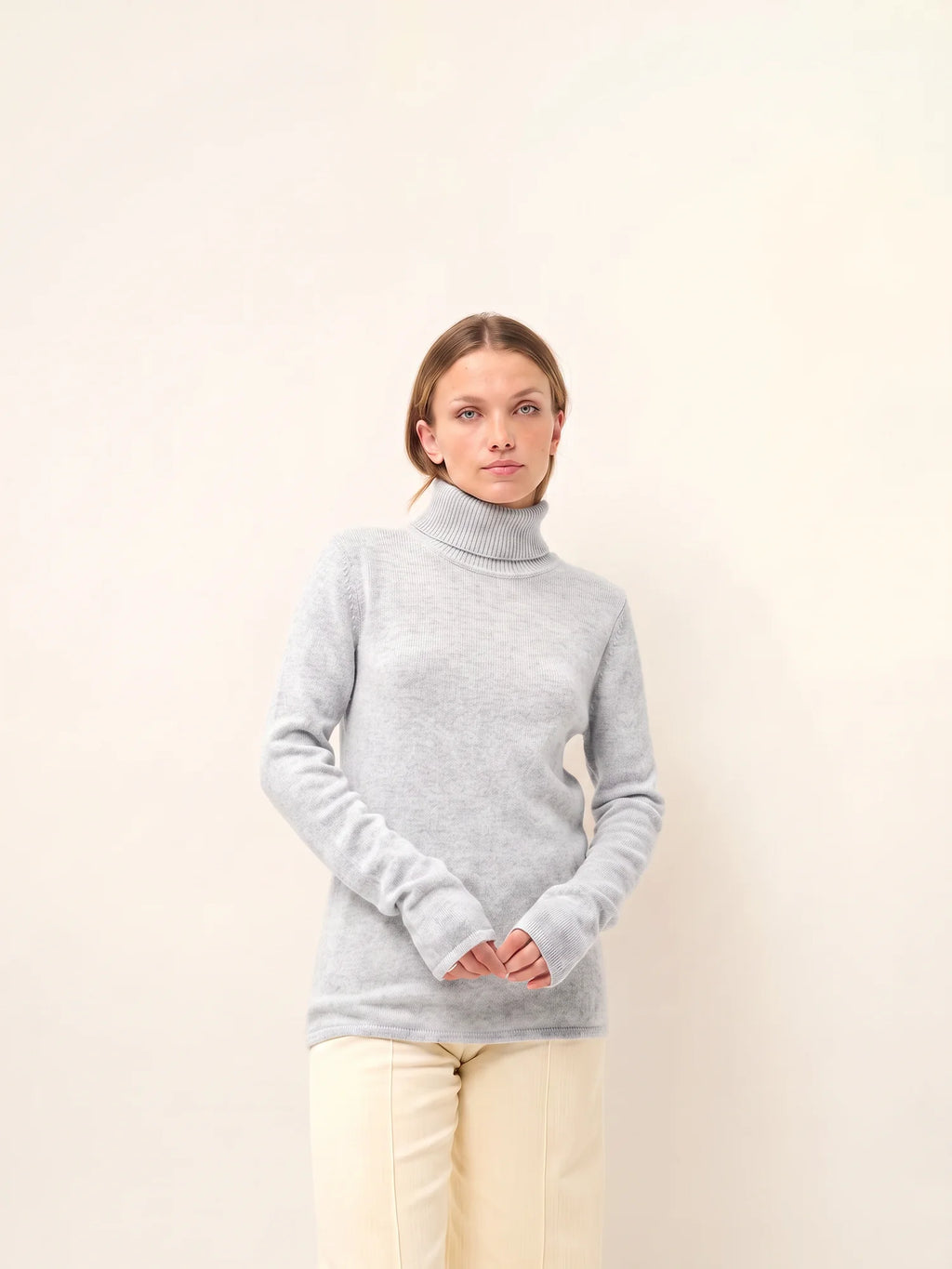 MATT Pullover Rollkragen 4-fädig Perlgrau meliert
