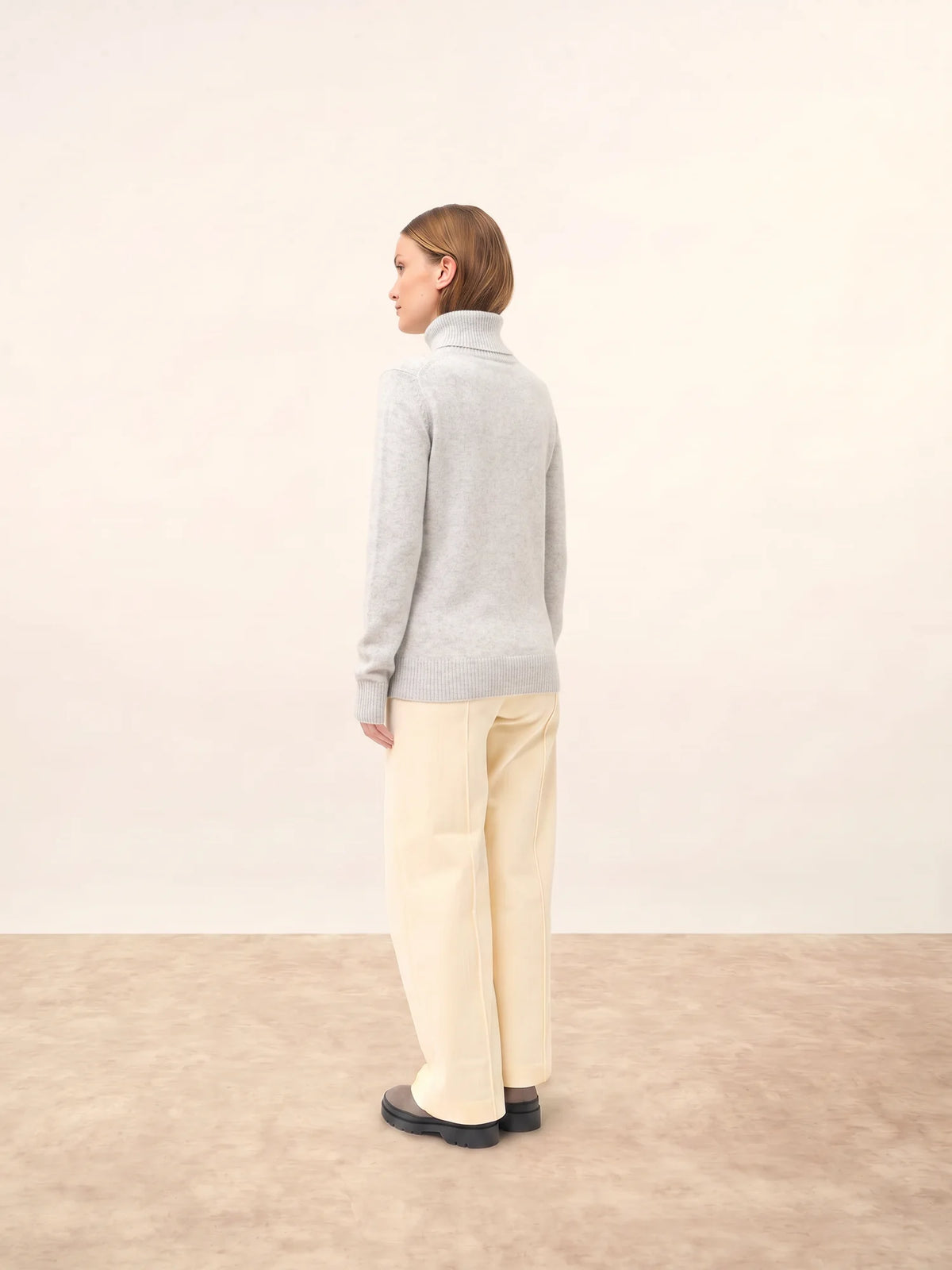 MATT Pullover Rollkragen 4-fädig Perlgrau meliert
