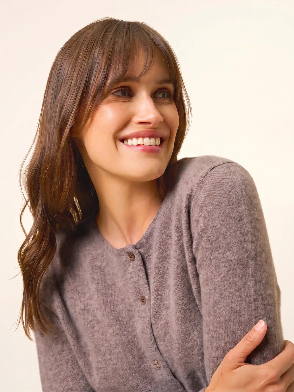 KATHARINE Cardigan Col Rond Caribou Chiné