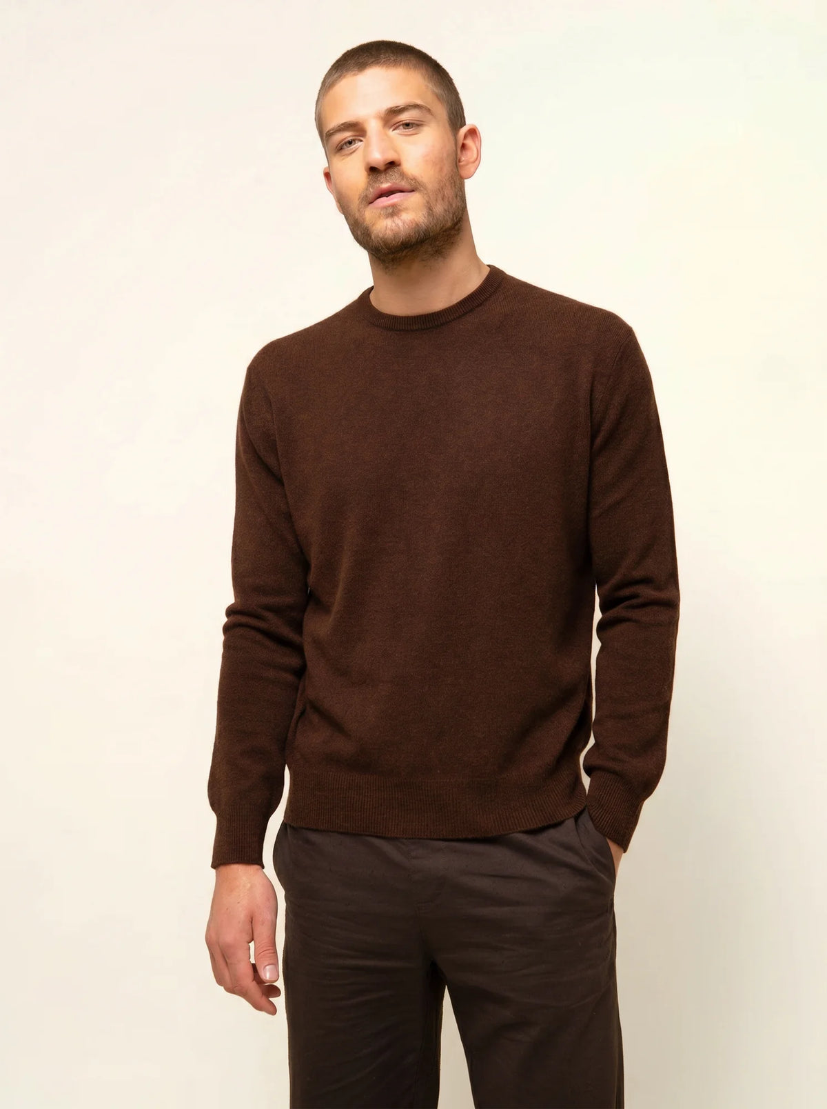 HOWARD Pull Col Rond Café