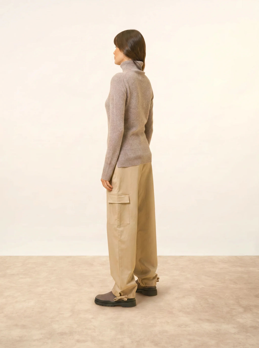 LEXIE Pull Col Roulé Caribou Chiné