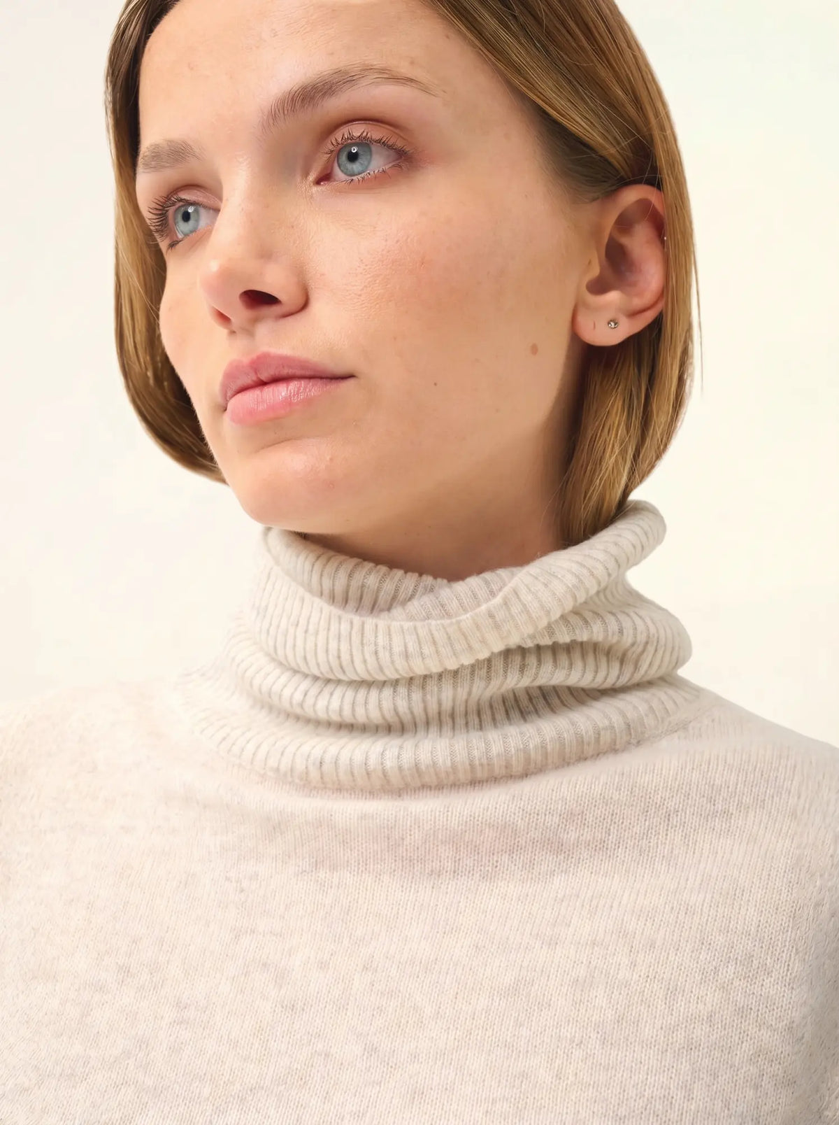 LEXIE Pull Col Roulé Gris Perle Chiné