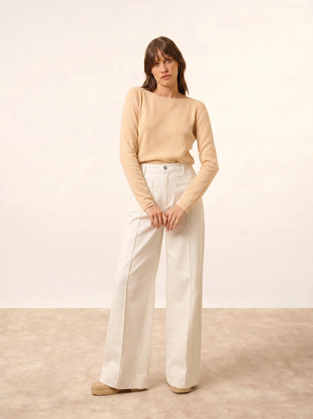 GRACE Pullover U-Boot-Ausschnitt Beige