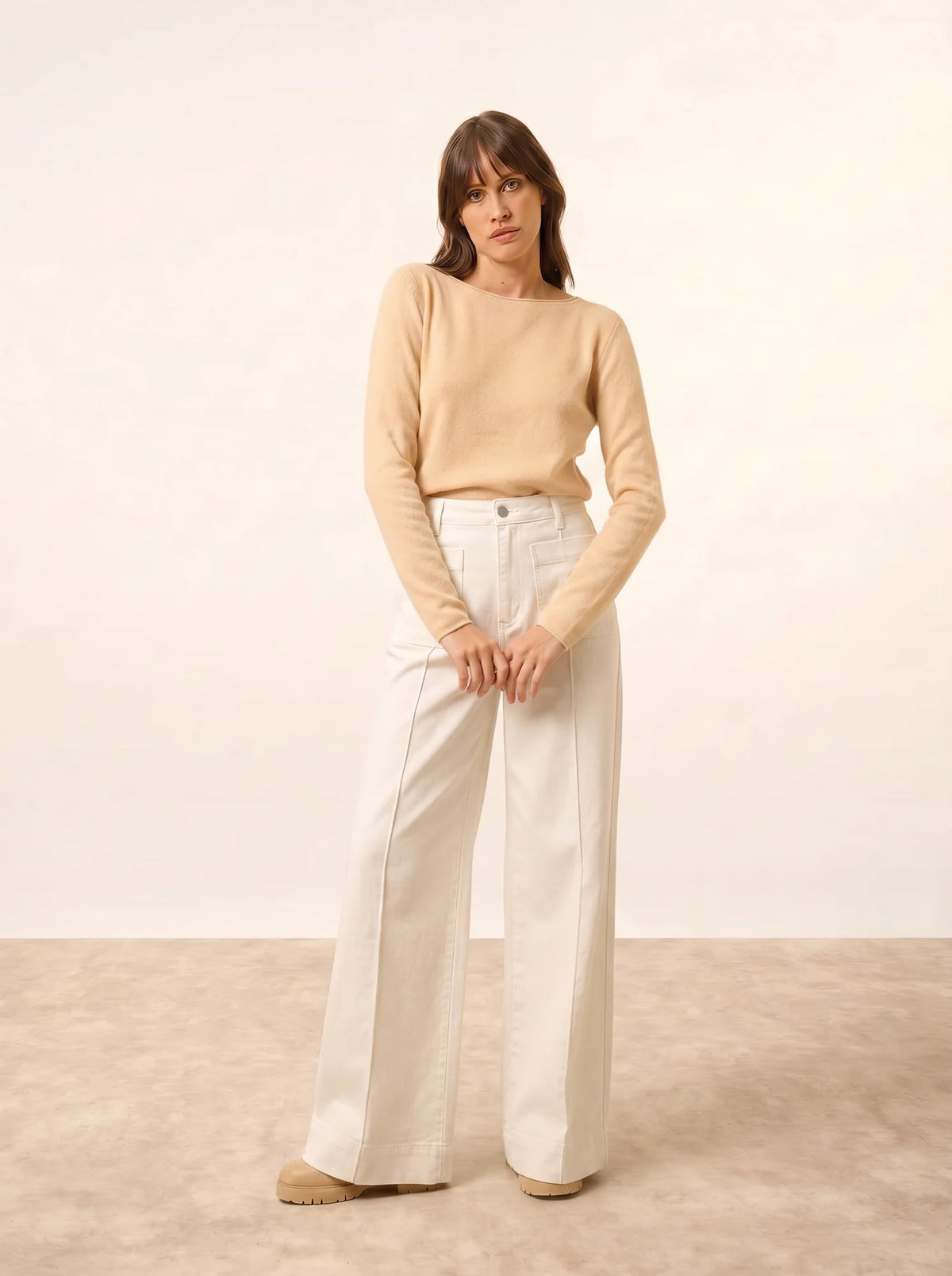 GRACE Pullover U-Boot-Ausschnitt Beige