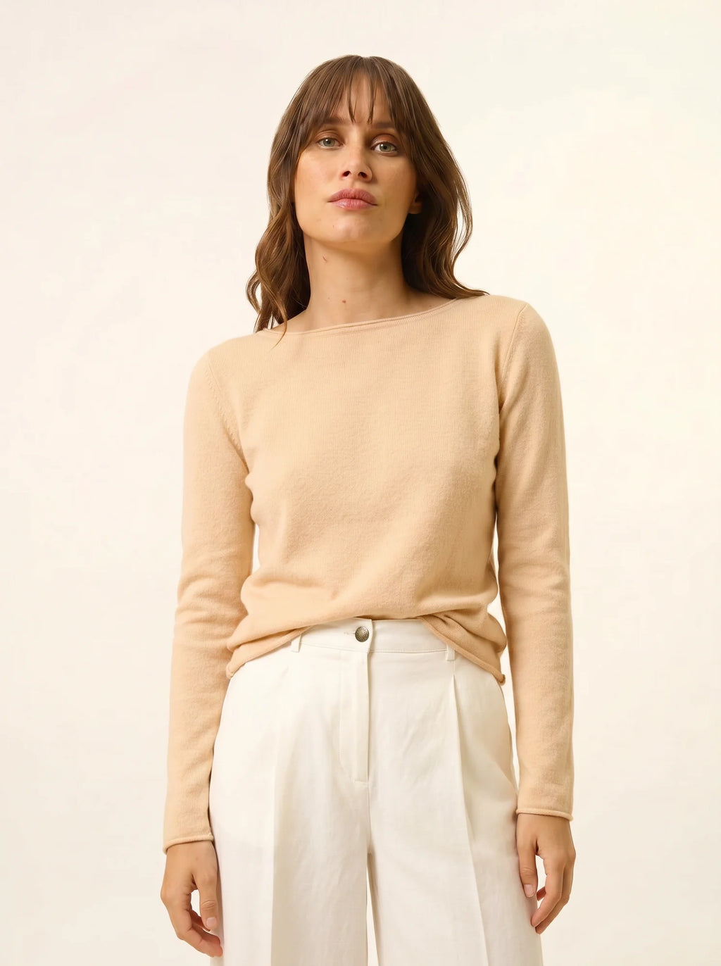 GRACE Pullover U-Boot-Ausschnitt Beige
