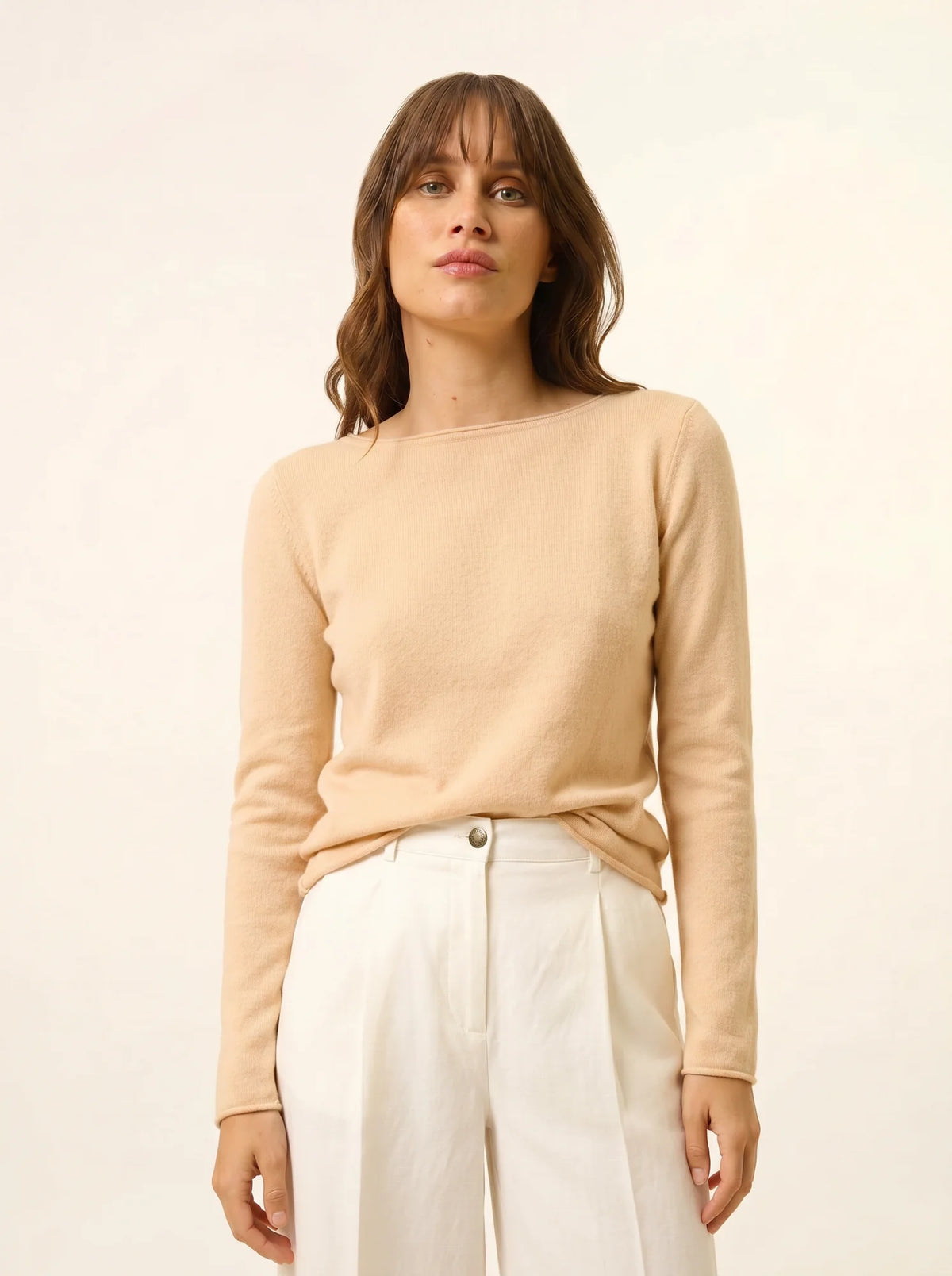 GRACE Pullover U-Boot-Ausschnitt Beige