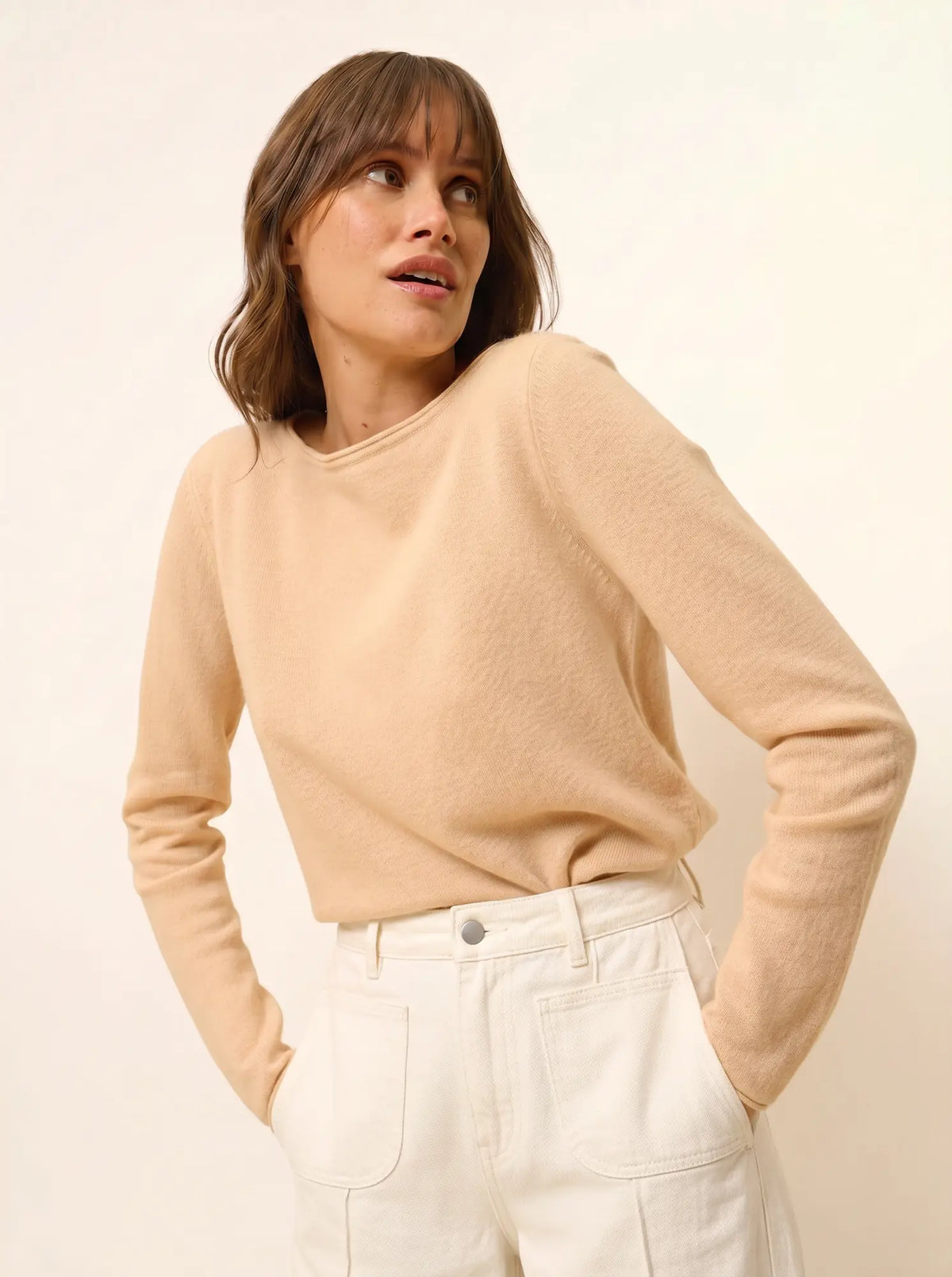 GRACE Pullover U-Boot-Ausschnitt Beige