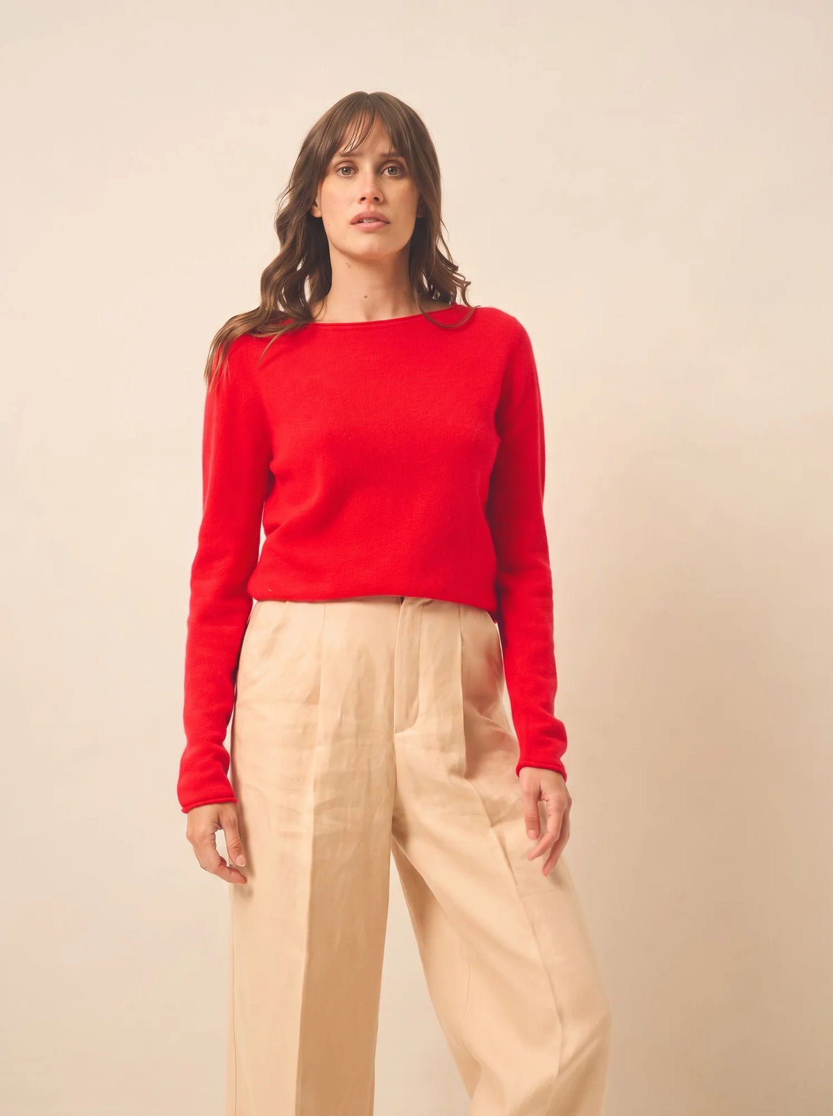 GRACE Pull Col Bateau Carmin