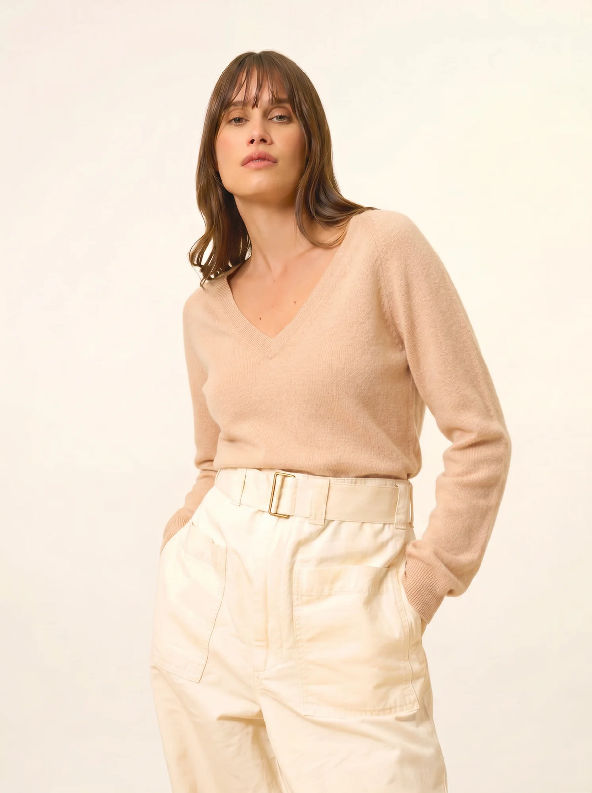 PHOEBE Pull Col V Beige