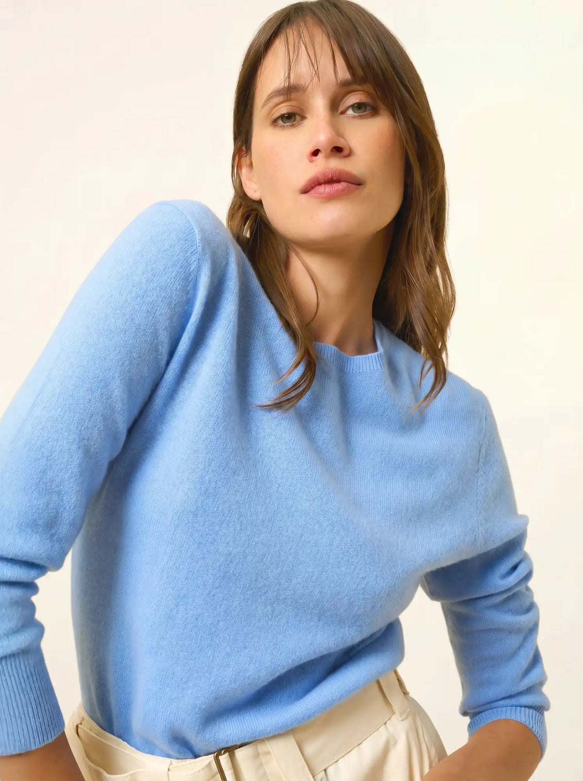 JANICE Pull Col Rond Boutonné Dos Bleu Bébé