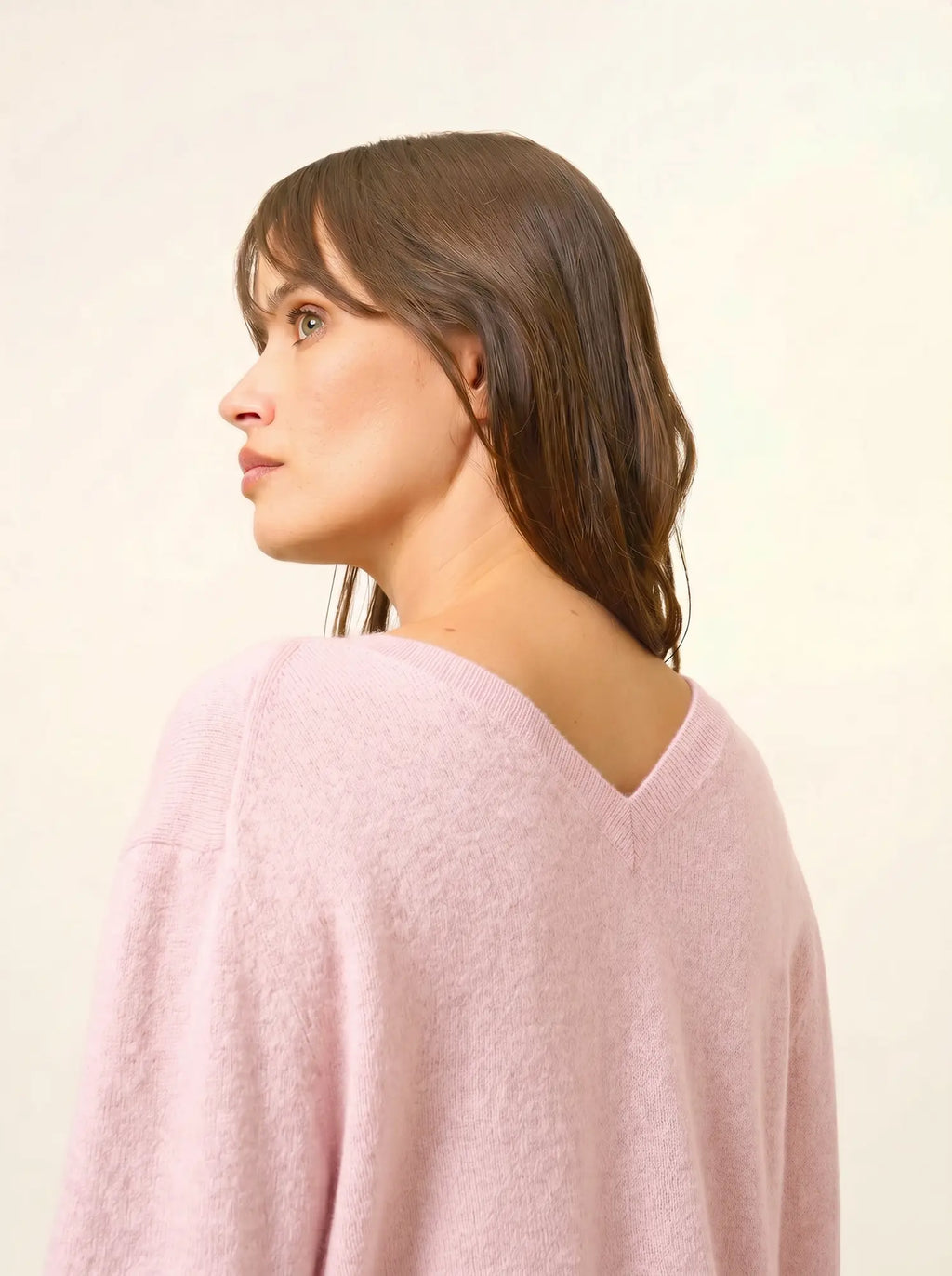OPAL Sweater V-Neck Front and Back Powder Pink