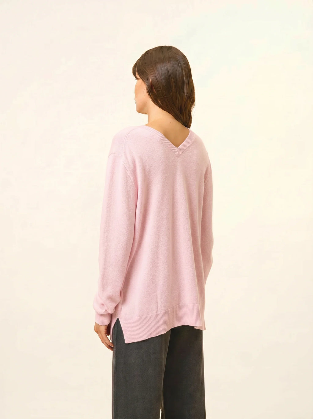 OPAL Sweater V-Neck Front and Back Powder Pink