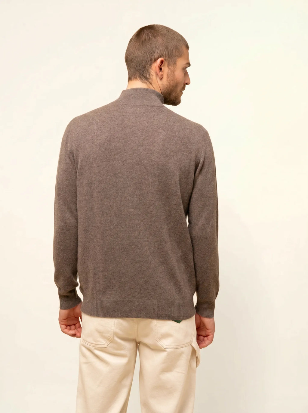 ALAN Gilet Zippé Col Montant Taupe Chiné