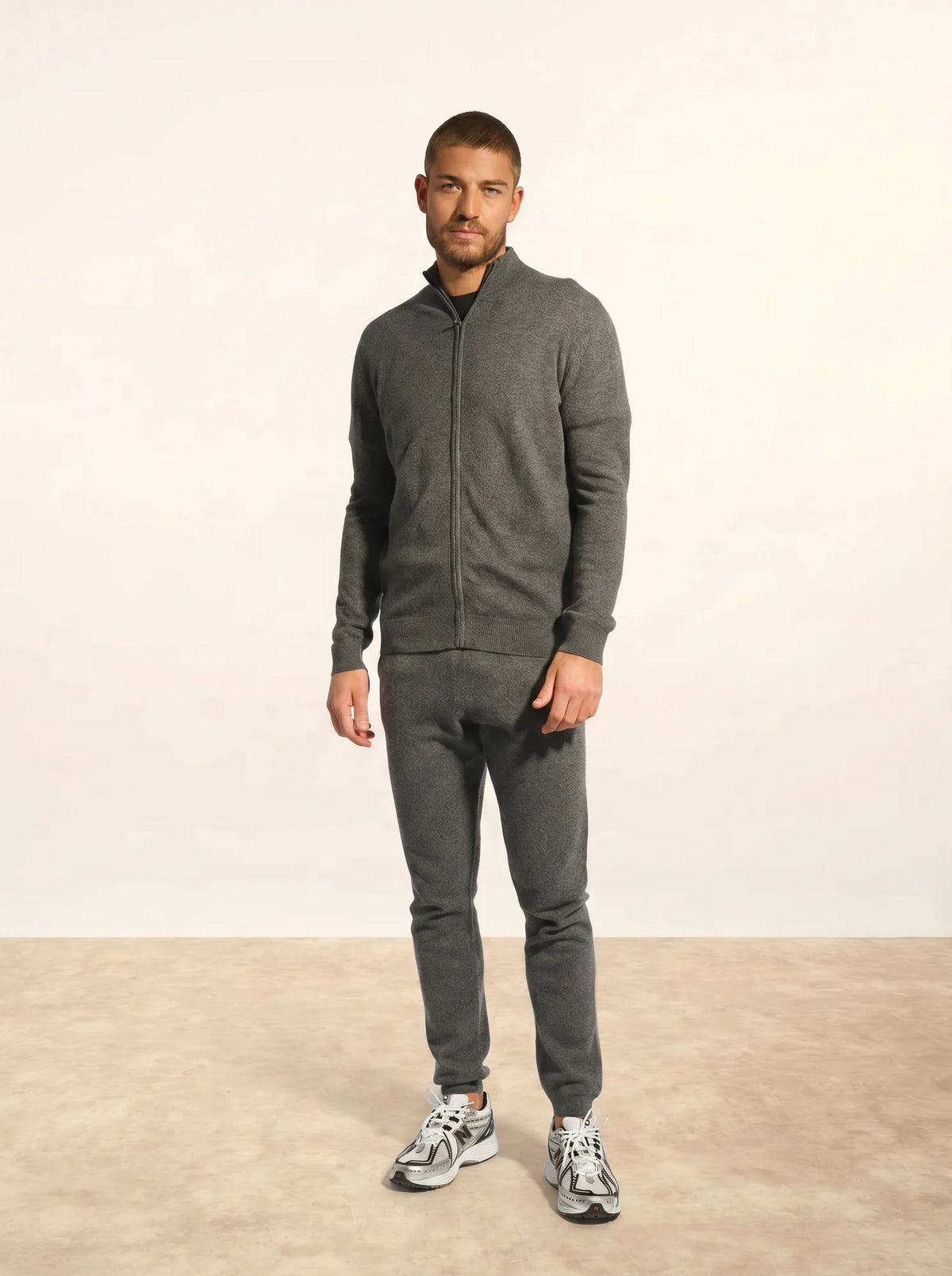 ALAN Gilet Zippé Col Montant Anthracite Chiné