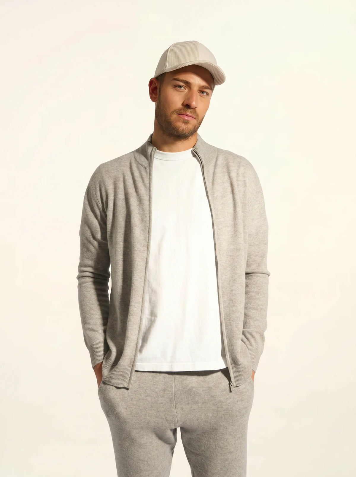 ALAN Gilet Zippé Col Montant Nuage Chiné