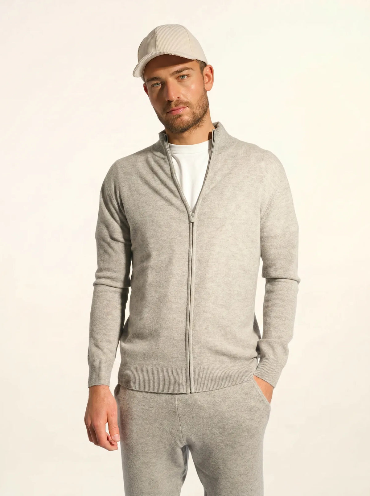 ALAN Gilet Zippé Col Montant Nuage Chiné