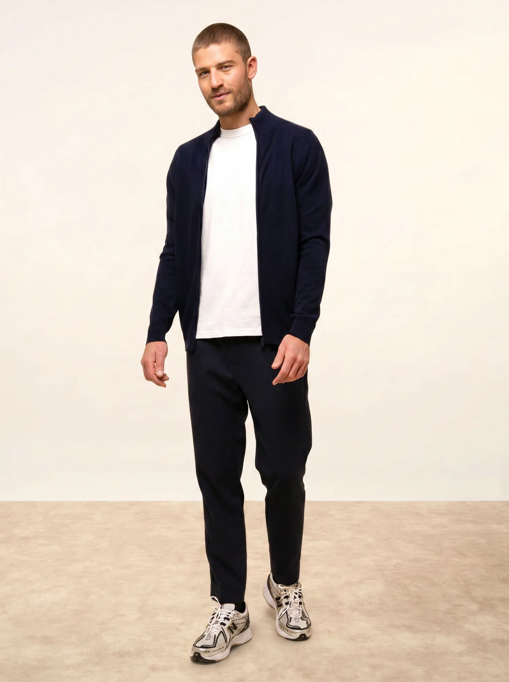 ALAN Gilet Zippé Col Montant Bleu Marine