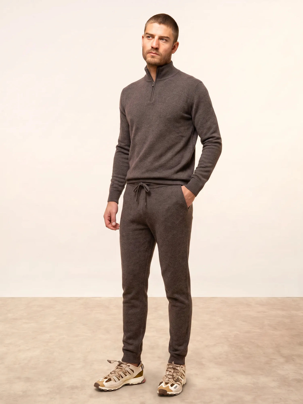 BRADLEY Pull Camionneur Taupe Chiné