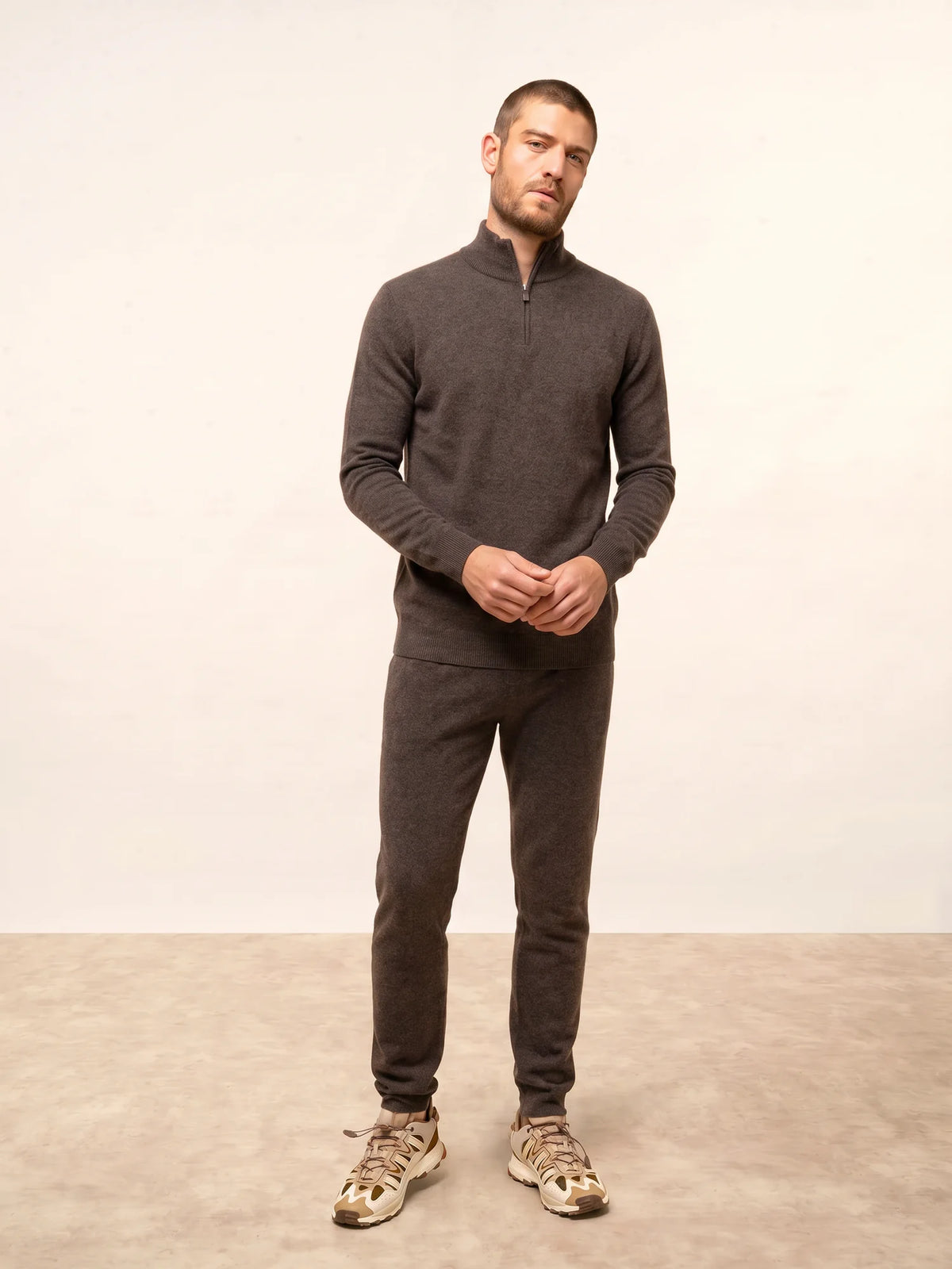 BRADLEY Pull Camionneur Taupe Chiné