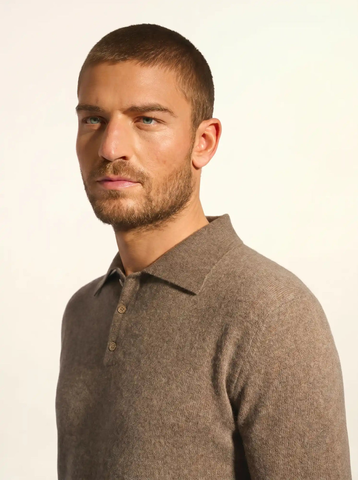 DOUGLAS Polo Manches Longues Taupe Chiné