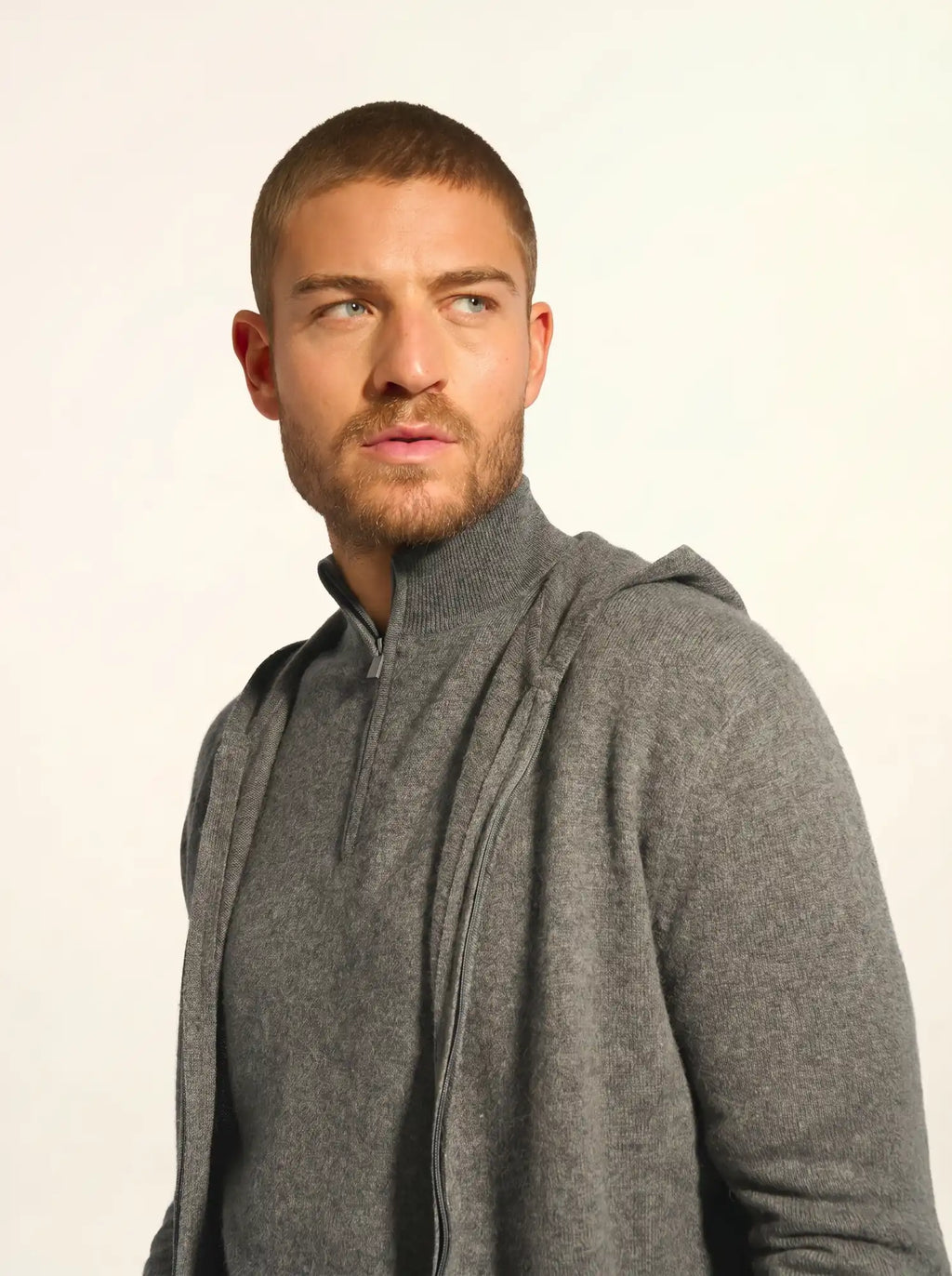 ELLIOT Gilet Zippé Capuche Anthracite Chiné