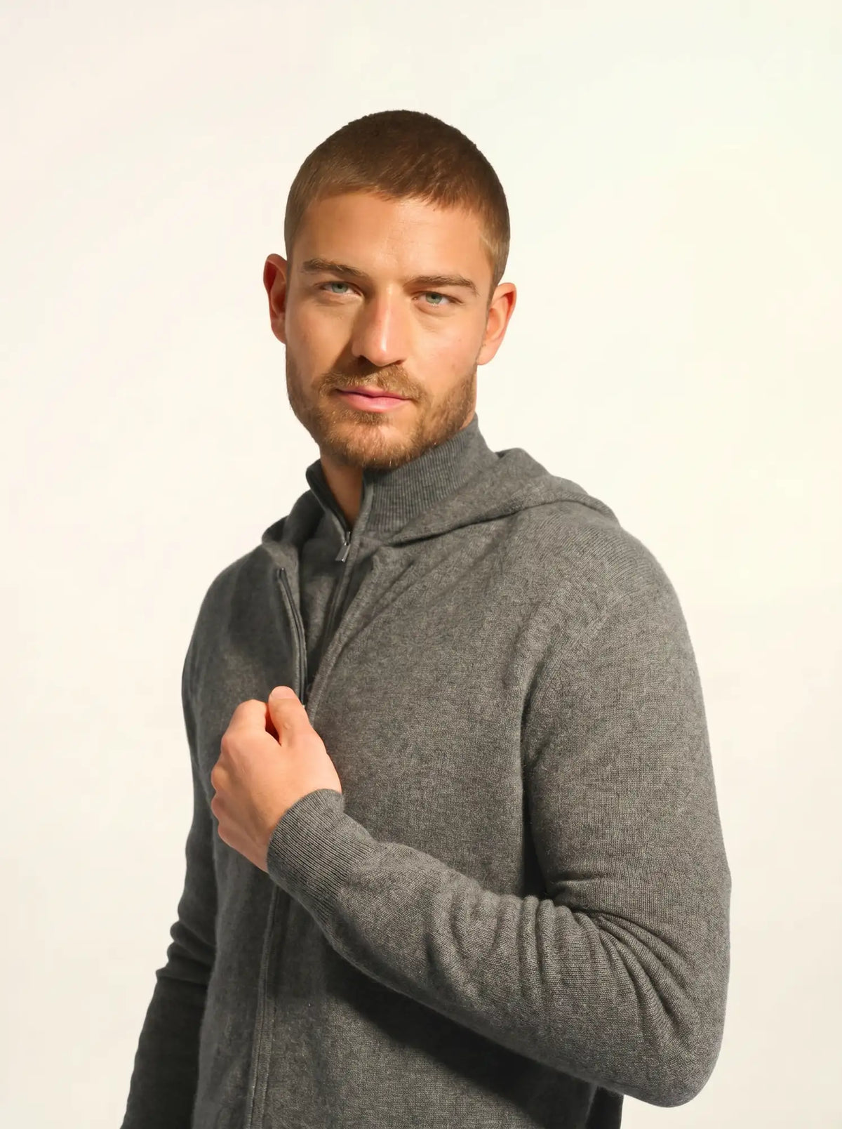 ELLIOT Gilet Zippé Capuche Anthracite Chiné