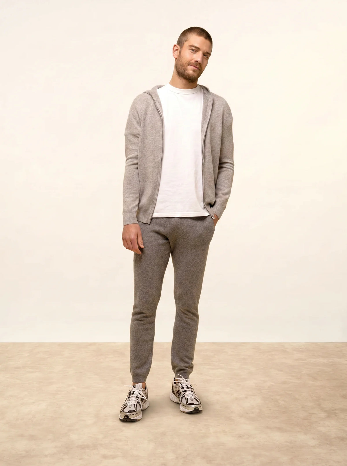 ELLIOT Gilet Zippé Capuche Nuage Chiné