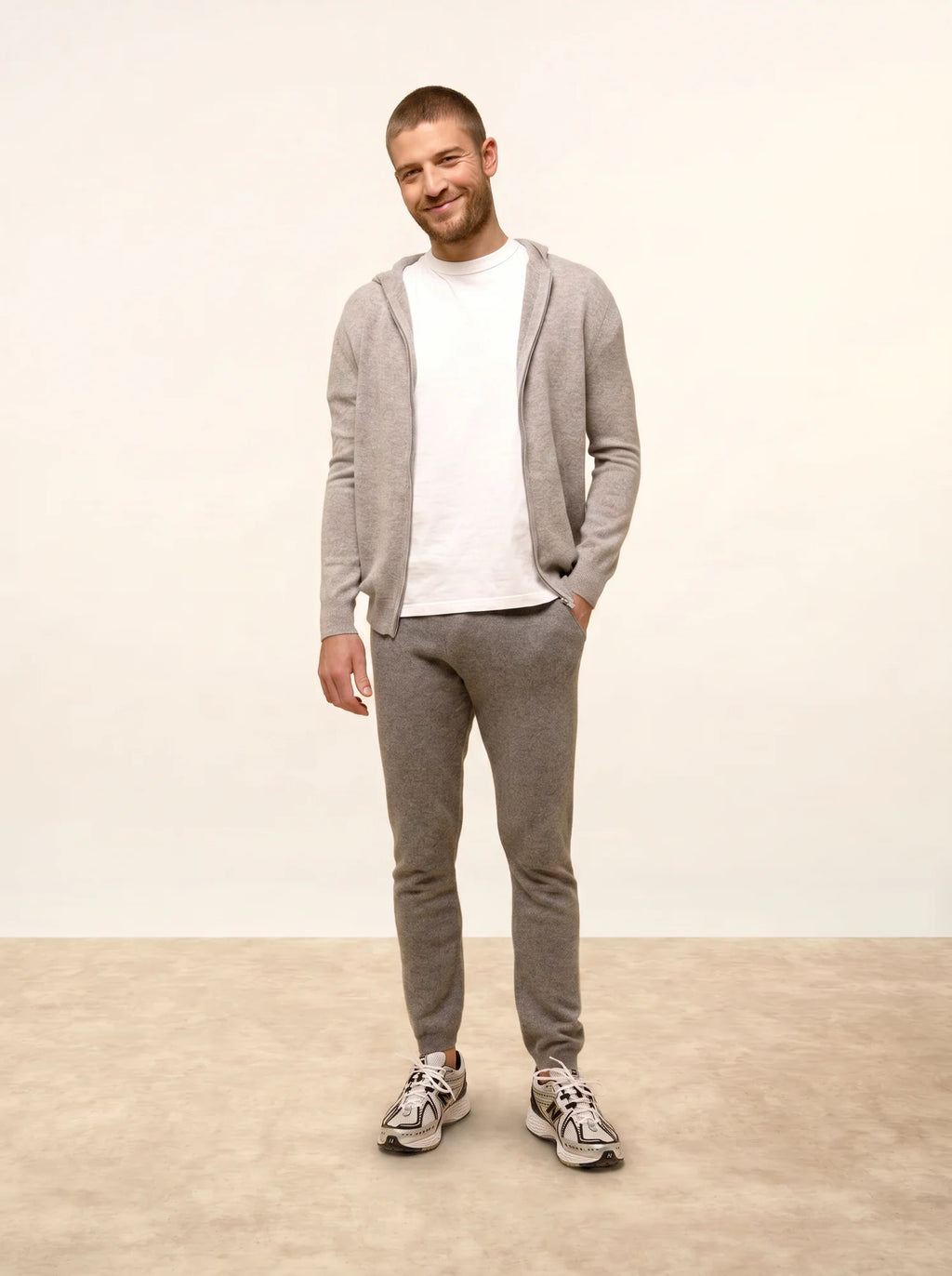 ELLIOT Gilet Zippé Capuche Nuage Chiné