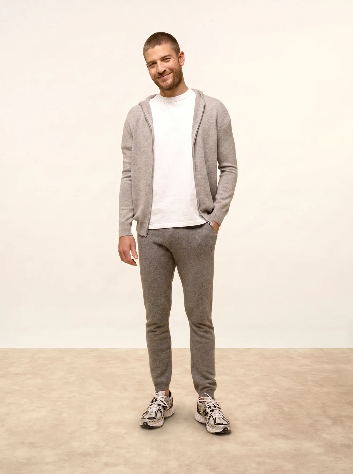 ELLIOT Gilet Zippé Capuche Nuage Chiné
