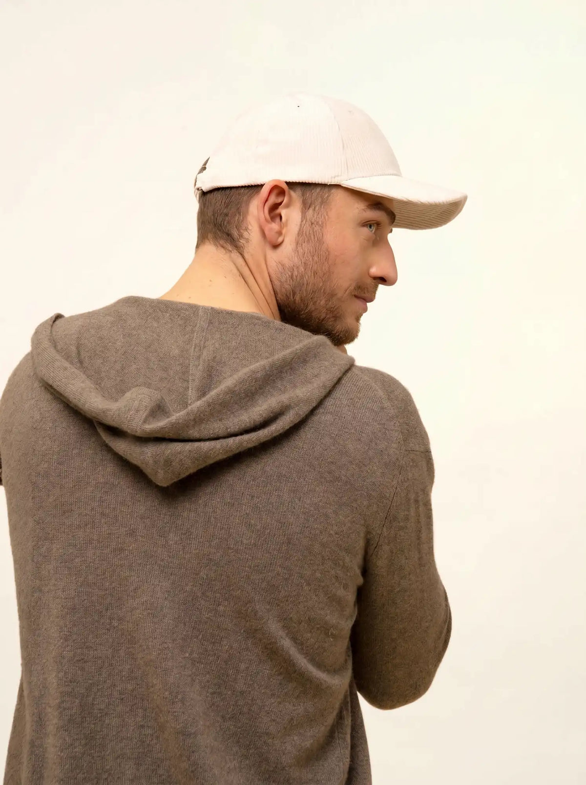 ELLIOT Gilet Zippé Capuche Taupe Chiné